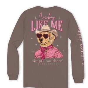 Simply Southern NEW W TAGS Ladies Cowboy Like Me Mocha Long Sleeve Shirt Medium